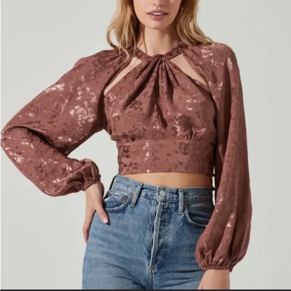 Elegant Brown Floral Women's Top